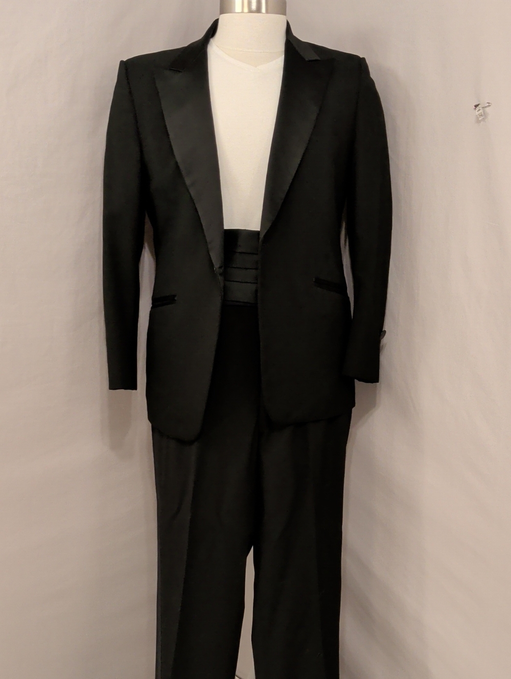 Classic Black Men's Tuxedo Lord West Jacket & Trousers Satin Trim w Cumberbund